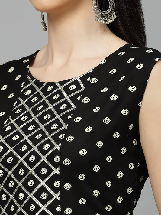 Printed A-Line Kurta with Dupatta