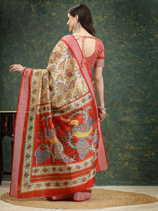 Digital Print Cotton Blend Saree