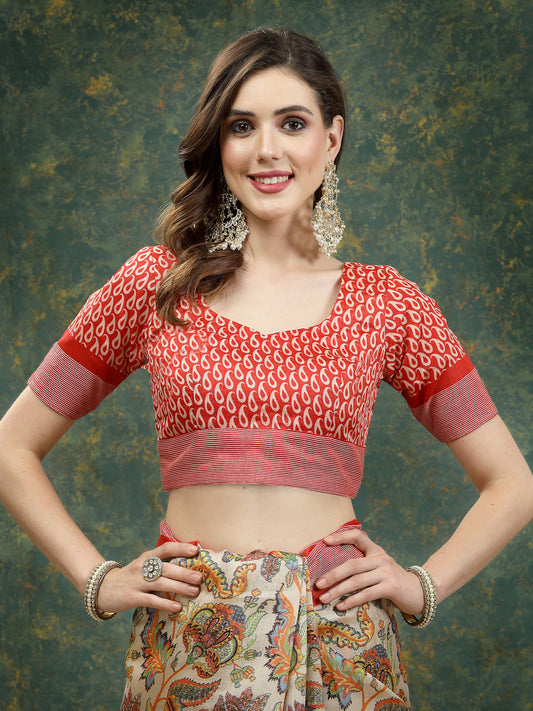 Digital Print Cotton Blend Saree