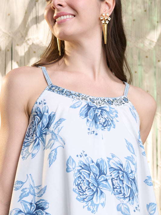 Stylum Women's Blue Floral Printed Rayon Co-Ord Set (CSBLUEKAJO)
