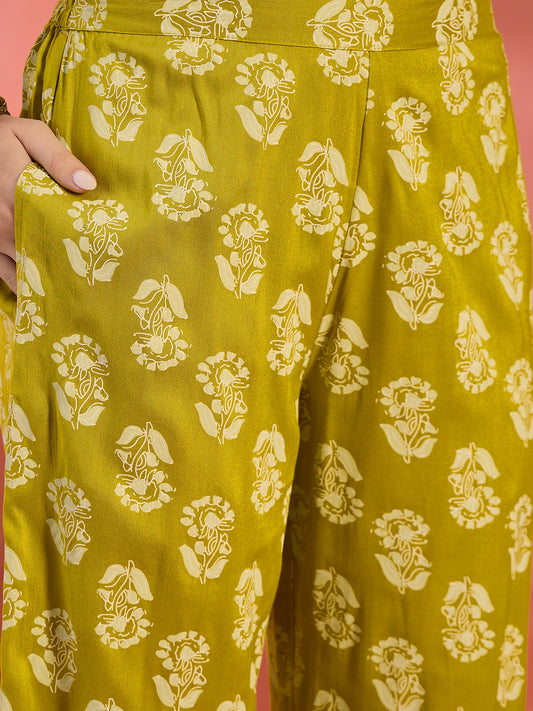 Stylum Women's Yellow Floral Printed Rayon Co-Ord Set (CSCORNBELIF)