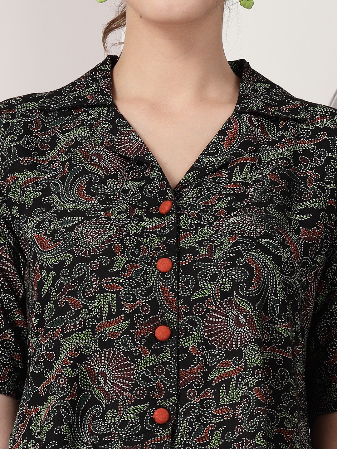 Green Kantha Cotton Co-Ord Set