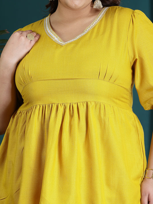 Plus Size Women's Embroidered Cotton Blend Co-Ord set (CSMANGOPLUS)