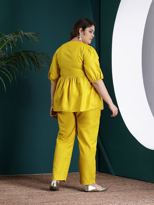 Plus Size Women's Embroidered Cotton Blend Co-Ord set (CSMANGOPLUS)