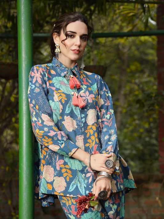 Stylum Women's Multicolor Floral Printed Cotton Co-ord Set (CSMULTIBEACH)
