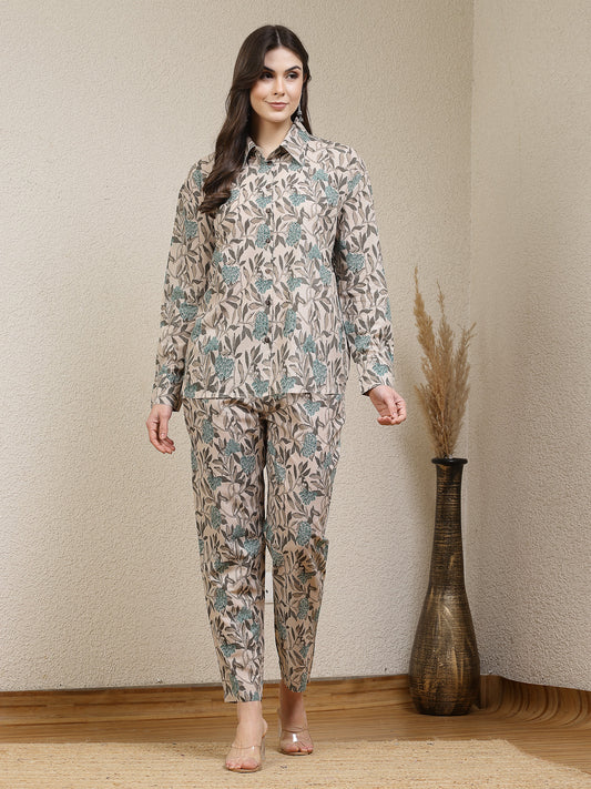 Stylum Women's Floral Printed Rayon Co-Ord Set (CSNESTLESAND)