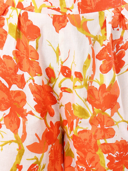 Stylum Women's Orange Floral Printed Cotton Co-ords Set (CSORNGROOSTER)