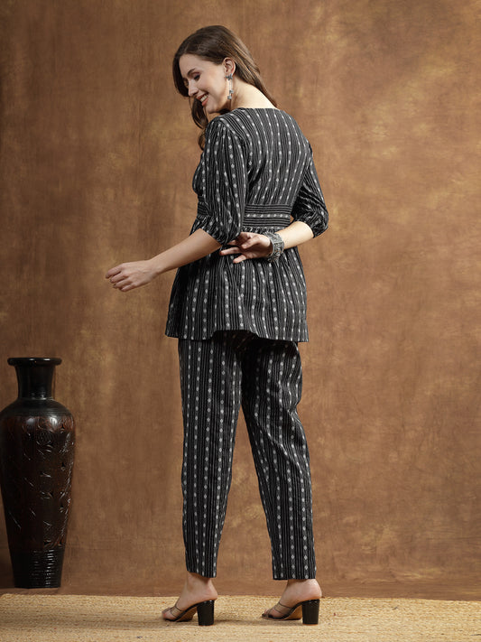 Stylum Women's Woven Design Cotton Co-Ord Set (CSRAMYABLACK)