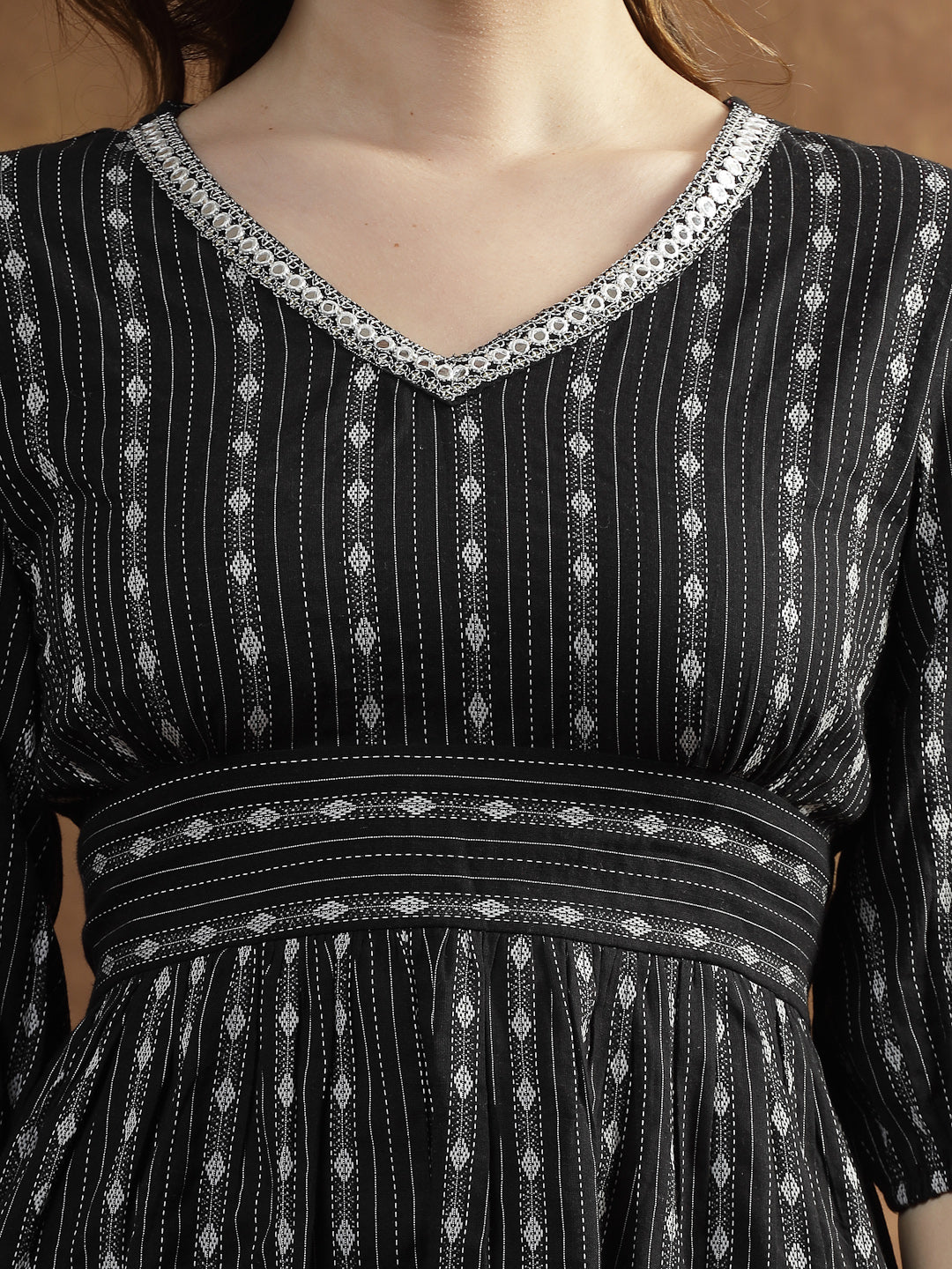 Stylum Women's Woven Design Cotton Co-Ord Set (CSRAMYABLACK)