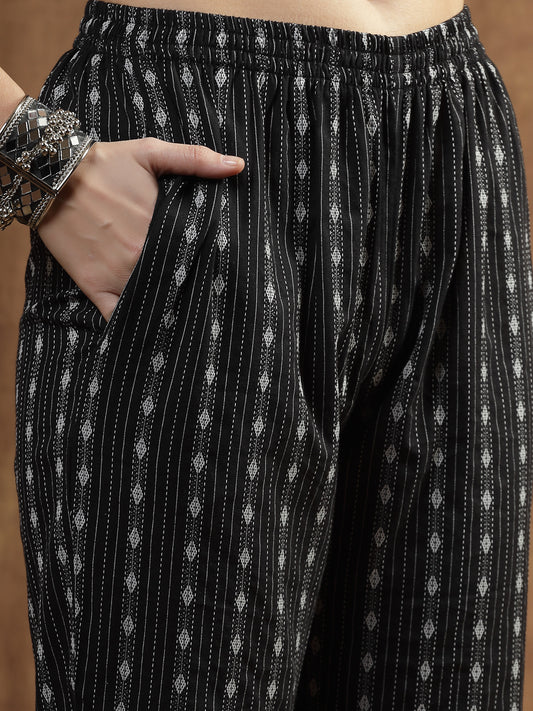 Stylum Women's Woven Design Cotton Co-Ord Set (CSRAMYABLACK)