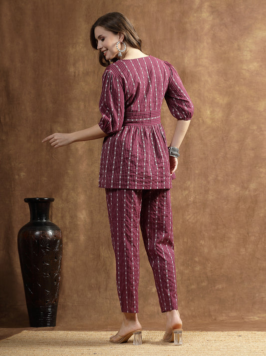Stylum Women's Woven Design Cotton Co-Ord Set (CSRAMYAWINE)