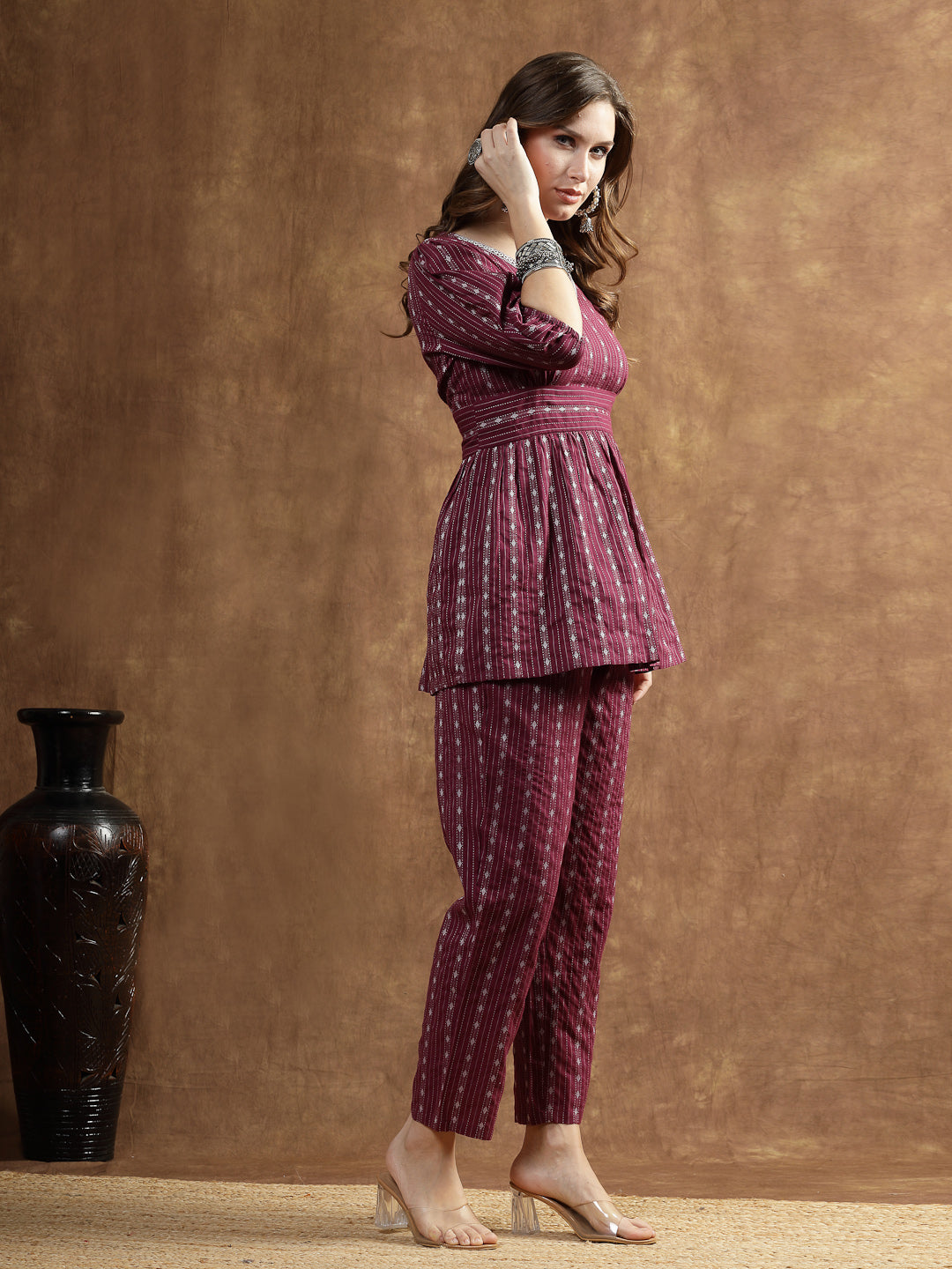 Stylum Women's Woven Design Cotton Co-Ord Set (CSRAMYAWINE)