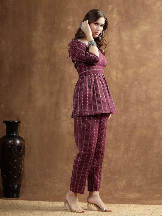 Stylum Women's Woven Design Cotton Co-Ord Set (CSRAMYAWINE)