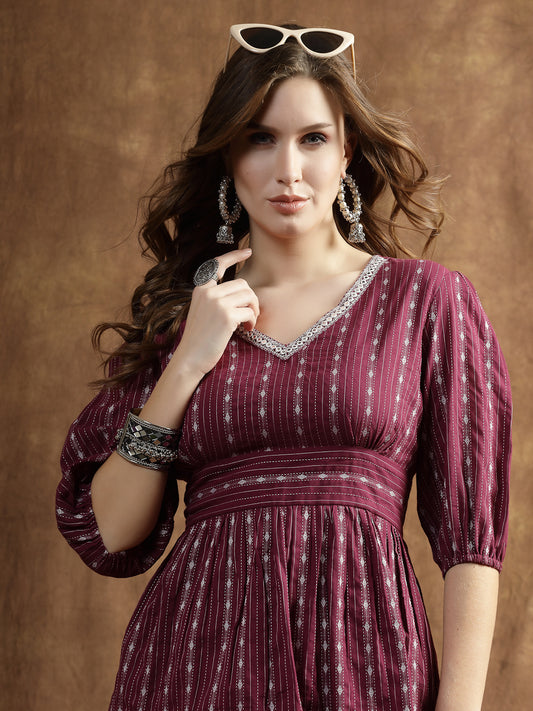Stylum Women's Woven Design Cotton Co-Ord Set (CSRAMYAWINE)