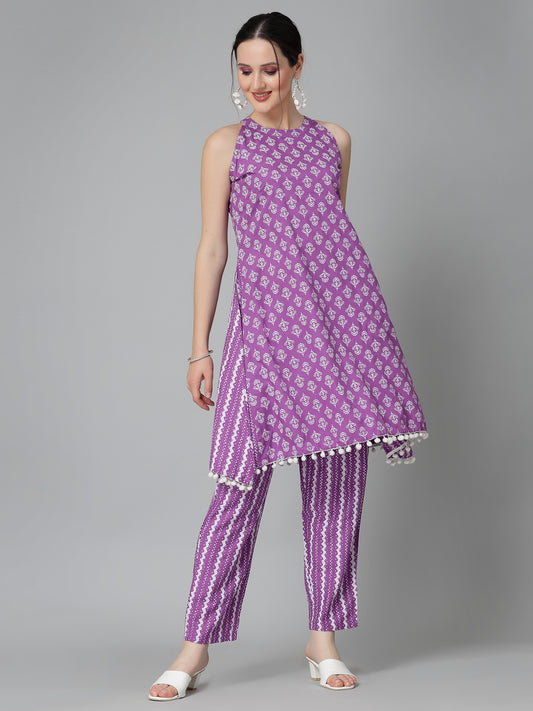 Stylum Women's Ethnic Motif Printed Rayon Co-Ord Set (CSTANGOPURPLE)