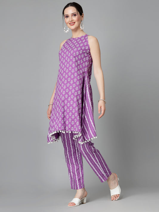 Stylum Women's Ethnic Motif Printed Rayon Co-Ord Set (CSTANGOPURPLE)