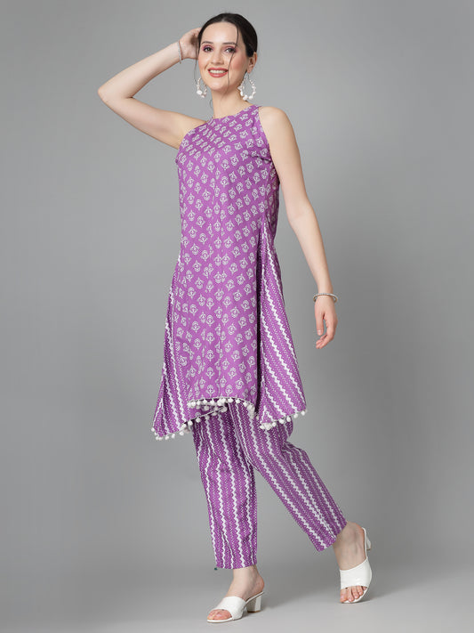 Stylum Women's Ethnic Motif Printed Rayon Co-Ord Set (CSTANGOPURPLE)