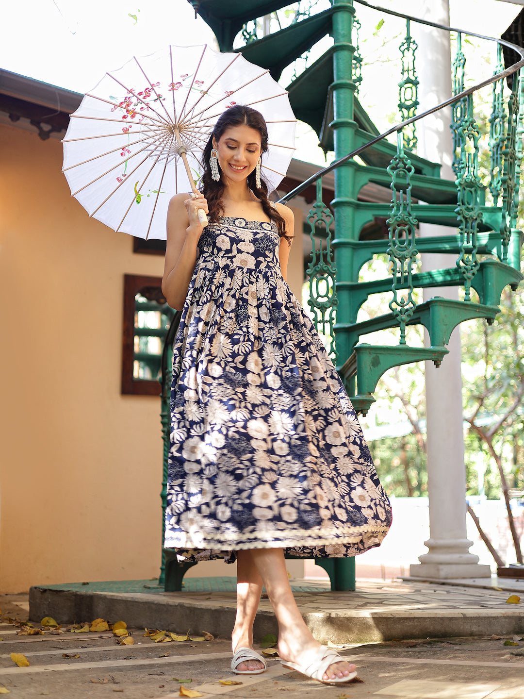 Stylum Women's Blue Floral Printed Rayon Dress (DRSBLUEFLOW)