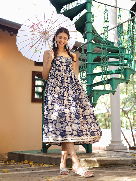 Stylum Women's Blue Floral Printed Rayon Dress (DRSBLUEFLOW)