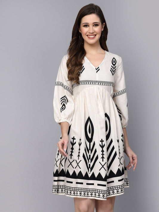 Stylum Women's Printed Rayon Flared dress (DRSGRACE)