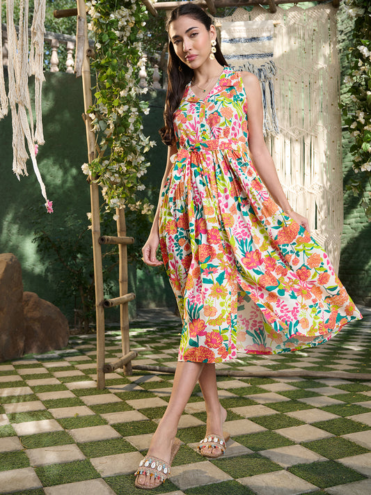 Stylum Women's Multi Floral Printed Rayon Flared Dress (DRSMULTISAMBA)
