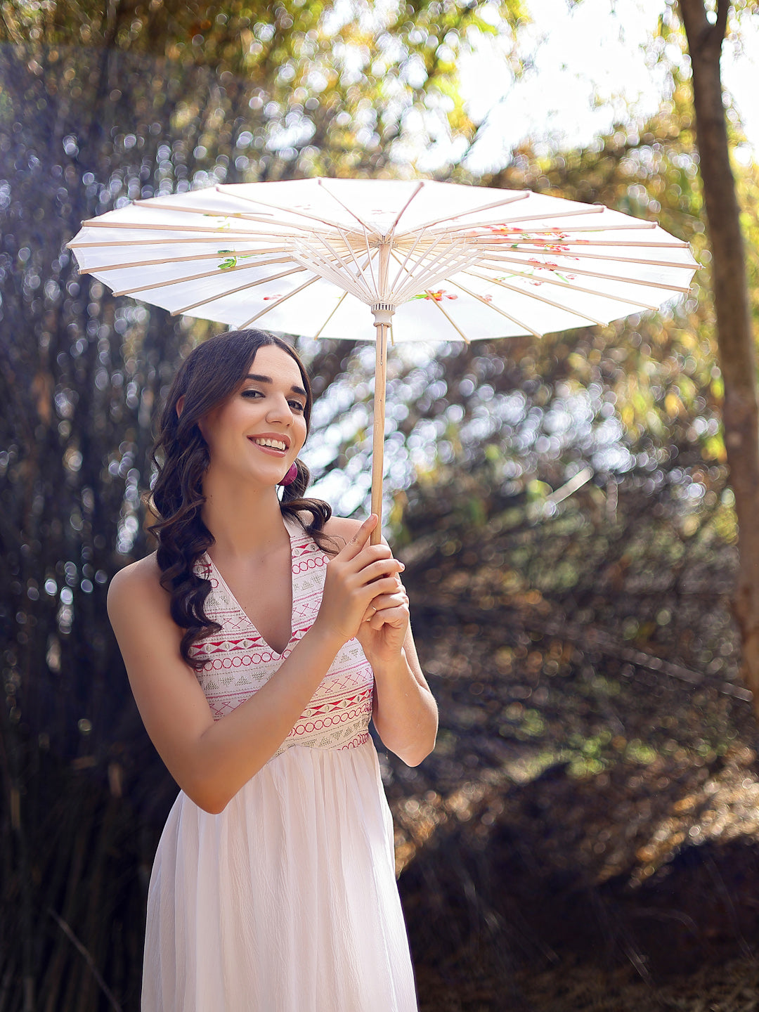 Stylum Women's White Solid & Embroidered Italian Crepe Flared Dress (DRSWHITEARYA)