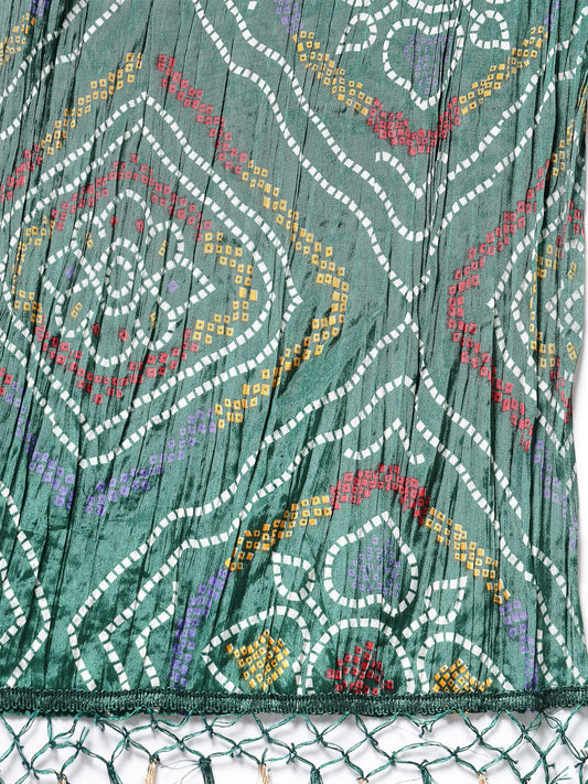 Stylum Women's Bandhani Print Silk Blend Dupatta (DUBGREENROLI)