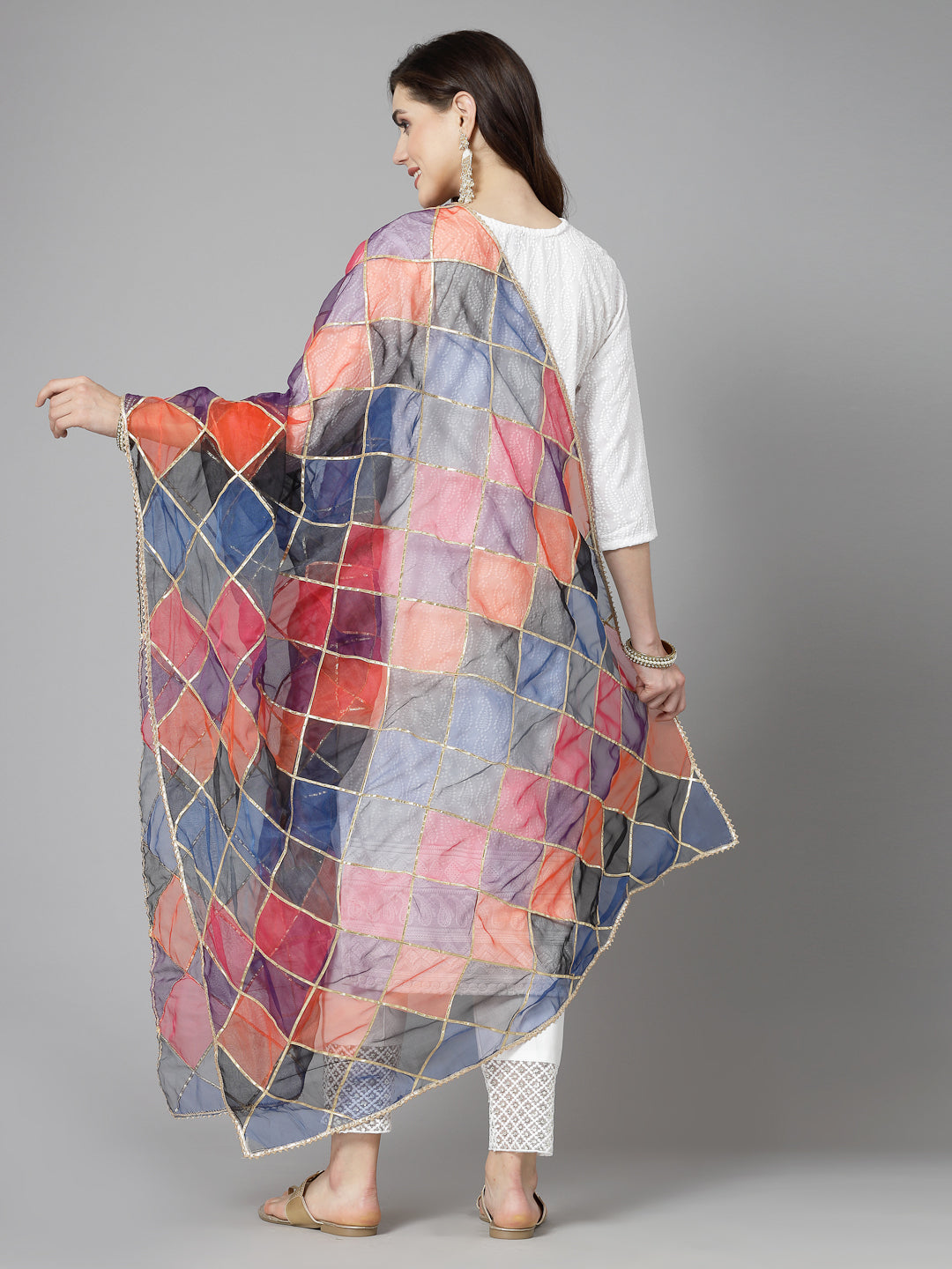 Stylum Women's Printed Organza Dupatta (DUPMULTIRIO)