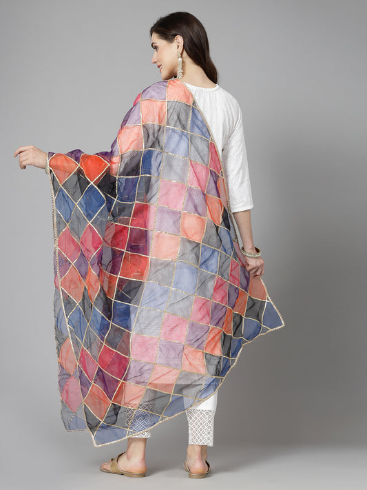 Stylum Women's Printed Organza Dupatta (DUPMULTIRIO)