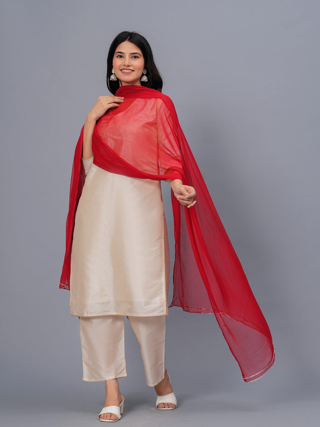 Stylum Women's Solid Nazmeen Dupatta (DUPREDNAAZ)