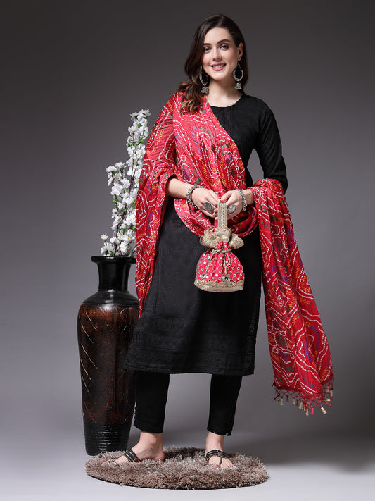 Stylum Women's Bandhani Print Silk Blend Dupatta (DUPREDROLI)