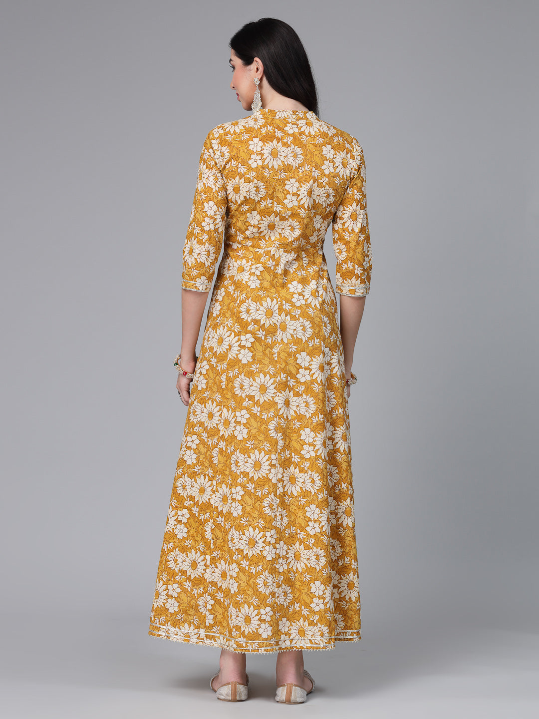 Stylum Women's Floral Printed & Embroidered Cotton Anarkali Kurta (EMMA)