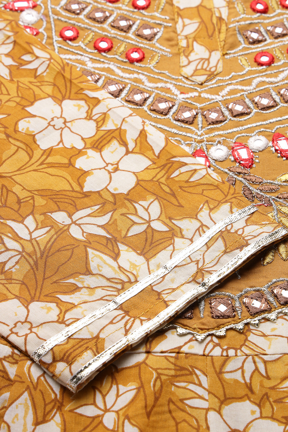 Stylum Women's Floral Printed & Embroidered Cotton Anarkali Kurta (EMMA)