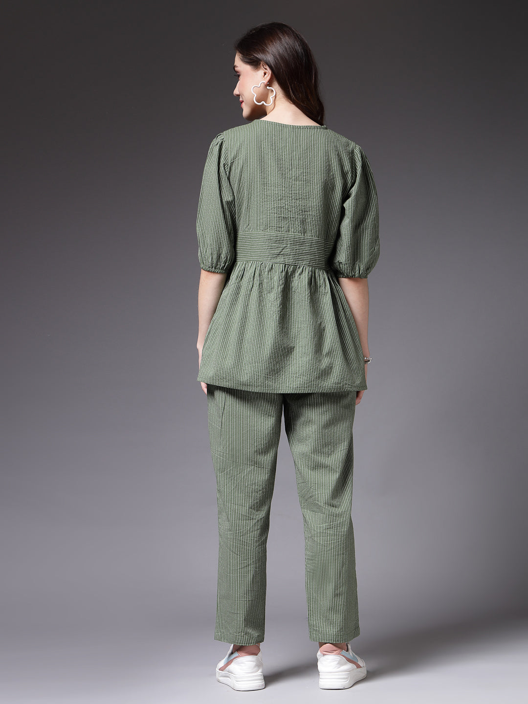 Green Kantha Cotton Co-Ord Set
