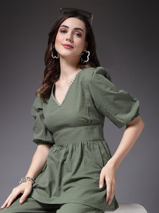 Green Kantha Cotton Co-Ord Set