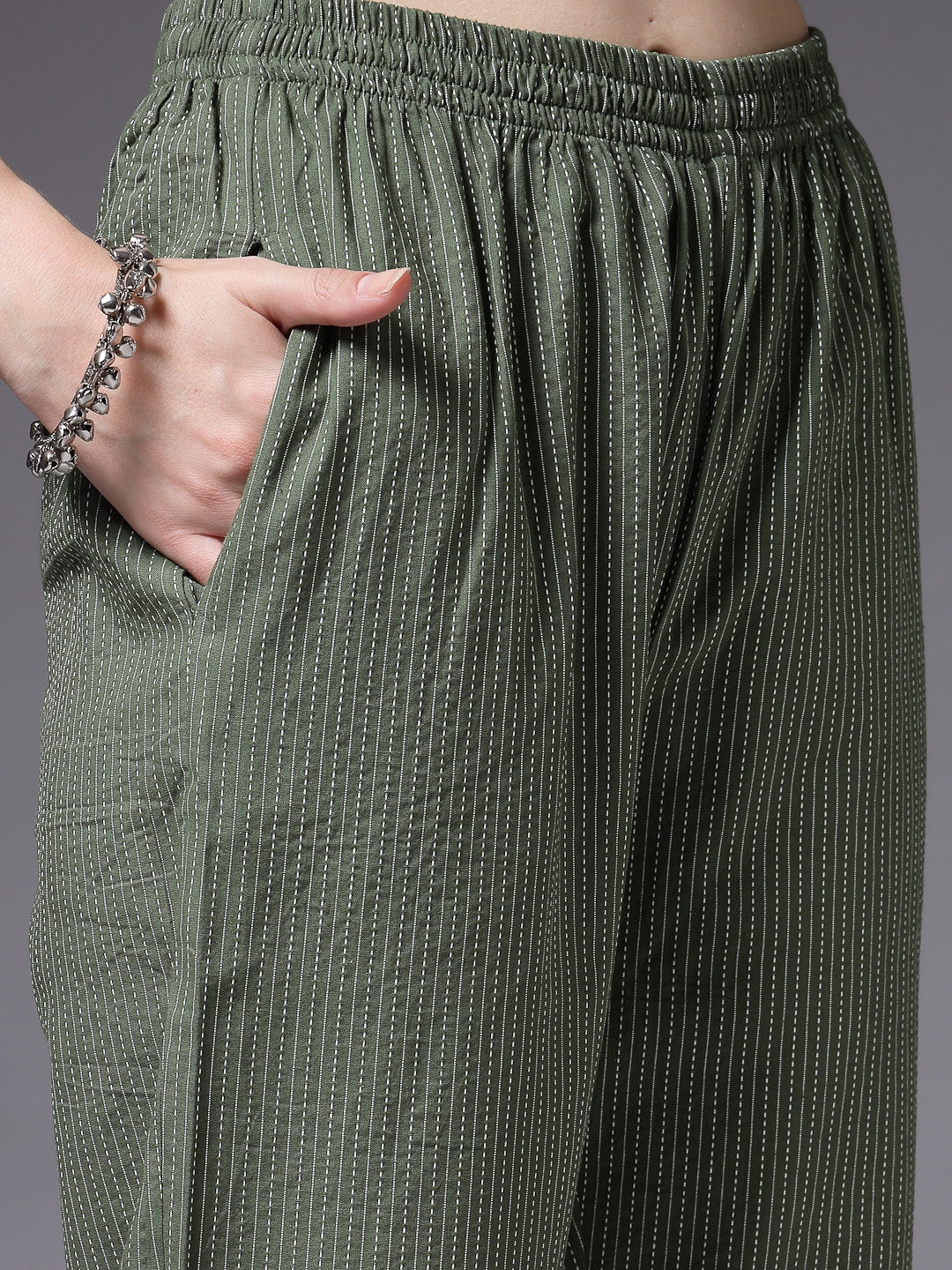 Green Kantha Cotton Co-Ord Set