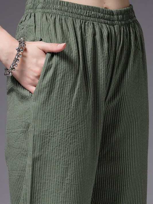 Green Kantha Cotton Co-Ord Set