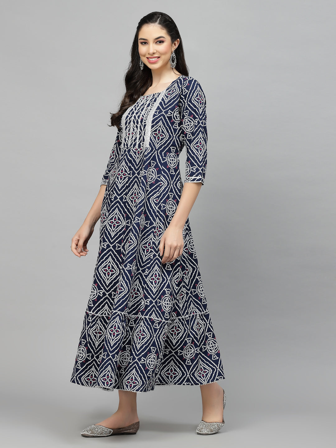 Stylum Women's Bandhej Printed Rayon Tiered kurta (INGOGINNY)