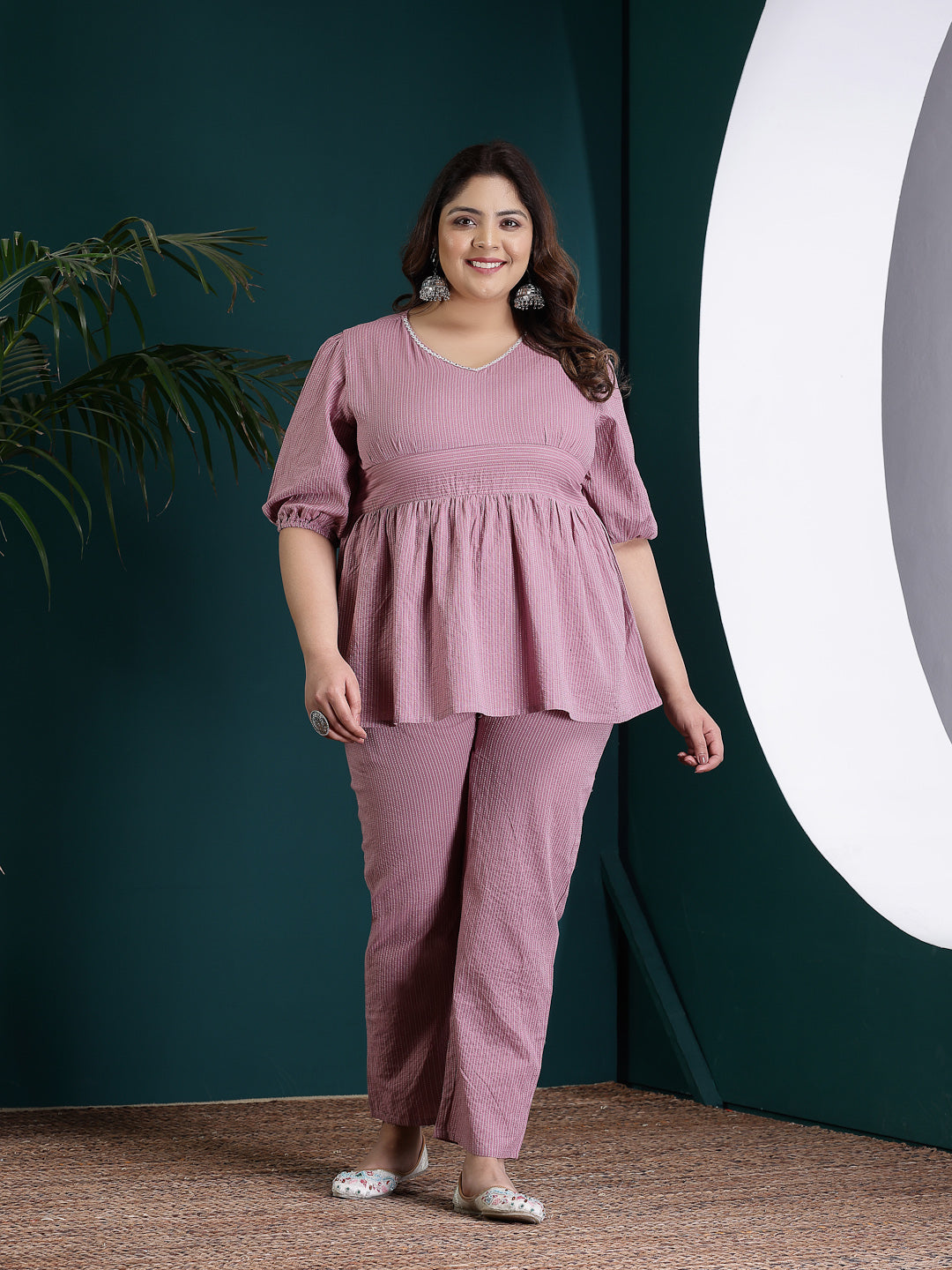 Plus Size Women's Self Woven Kantha Cotton Cord Set (KATHACORDSPLUS)