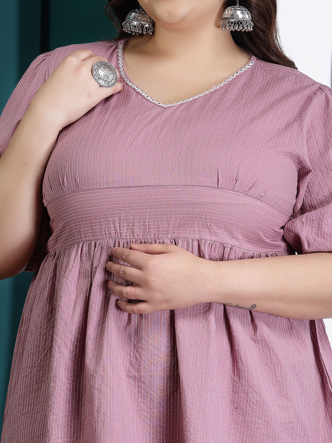 Plus Size Women's Self Woven Kantha Cotton Cord Set (KATHACORDSPLUS)