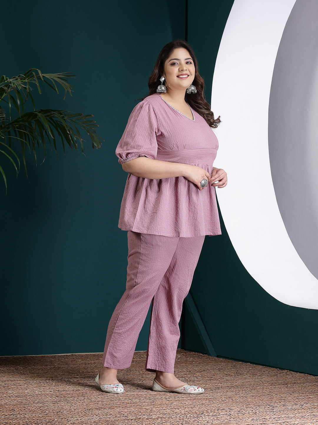 Plus Size Women's Self Woven Kantha Cotton Cord Set (KATHACORDSPLUS)