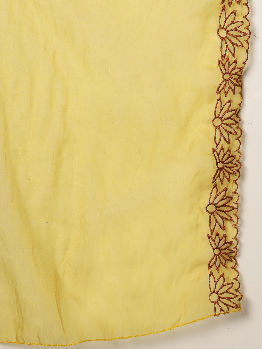 Stylum Women's Brown Solid & Embroidered Rayon Straight Kurta Pant Dupatta Set (KPDBROWNEBELL)