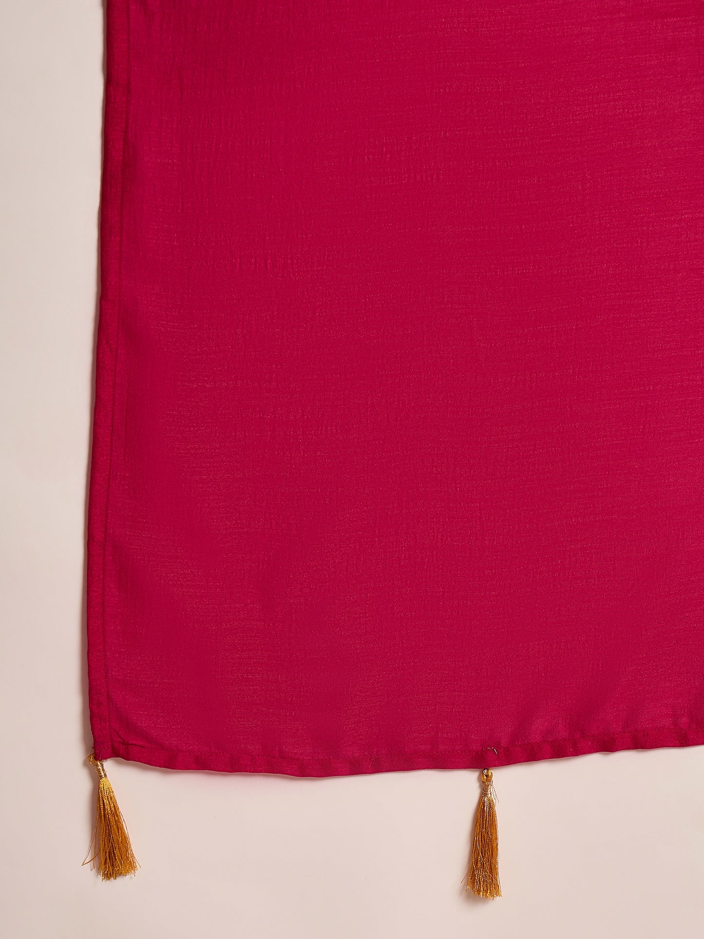 Stylum Women's Magenta Solid & Embroidered Silk Blend A-Line Kurta Pant Dupatta Set (KPDMAGENTAZARA)