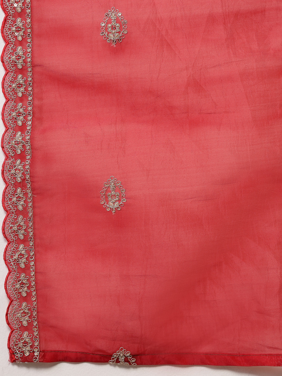 Stylum Women's Bandhani Print & Embroidered Muslin Straight Kurta Pant Dupatta Set (KPDREDBANNO)