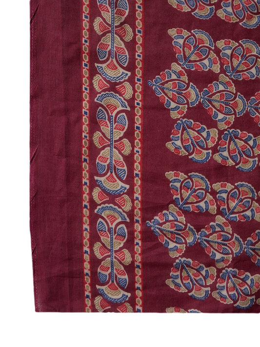Stylum Women's Red Ethnic Printed Cotton Straight Kurta Pant Dupatta Set (KPDREDPINGA)