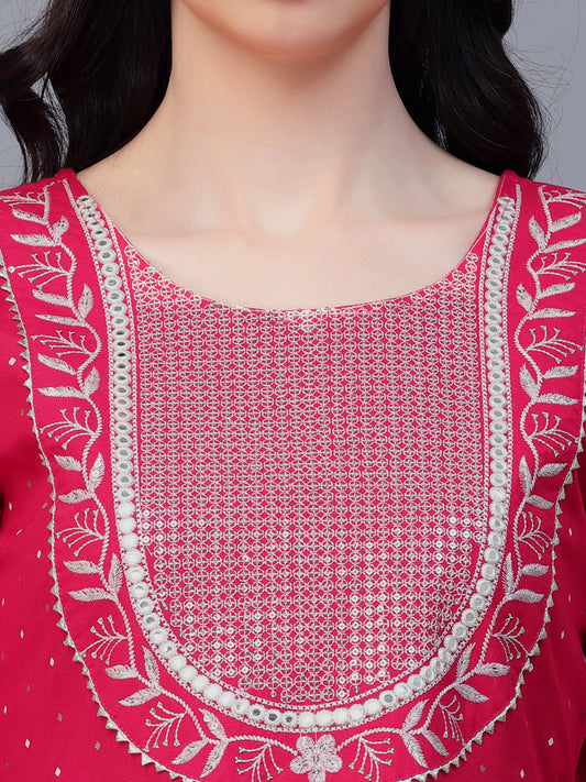 Rayon Anarkali Kurta Pant Dupatta Set