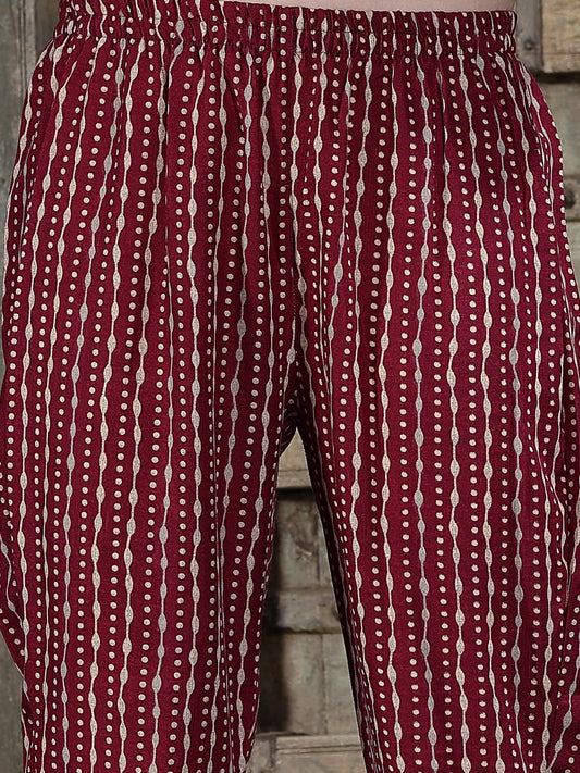 Stylum Women's Floral Printed Cotton Blend Straight Kurta Pant Dupatta Set (KPDTIGERMAROON)