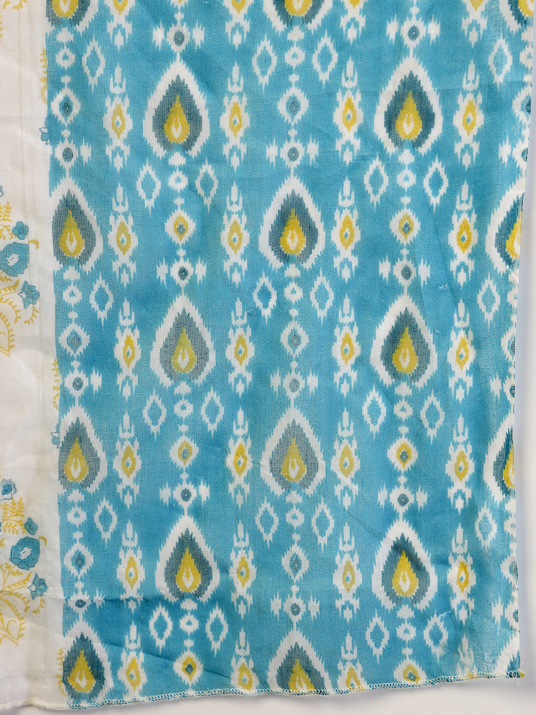 Stylum Women's Turquoise Floral Printed Cotton A-Line Kurta Pant Dupatta Set (KPDTURQGULZAR)