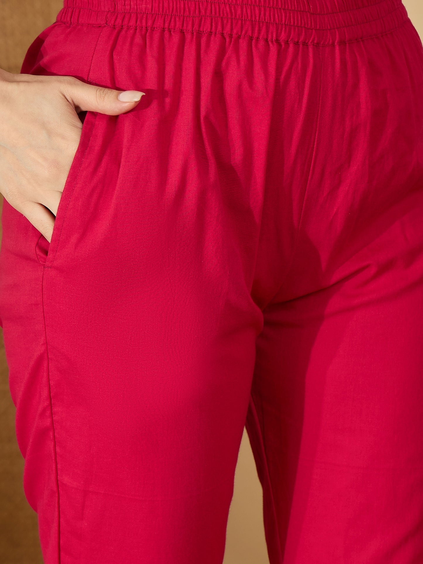 Stylum Women's Pink Leheriya Printed & Embroidered Georgette A-Line Kurta Pant Set (KPPINKMOHALI)