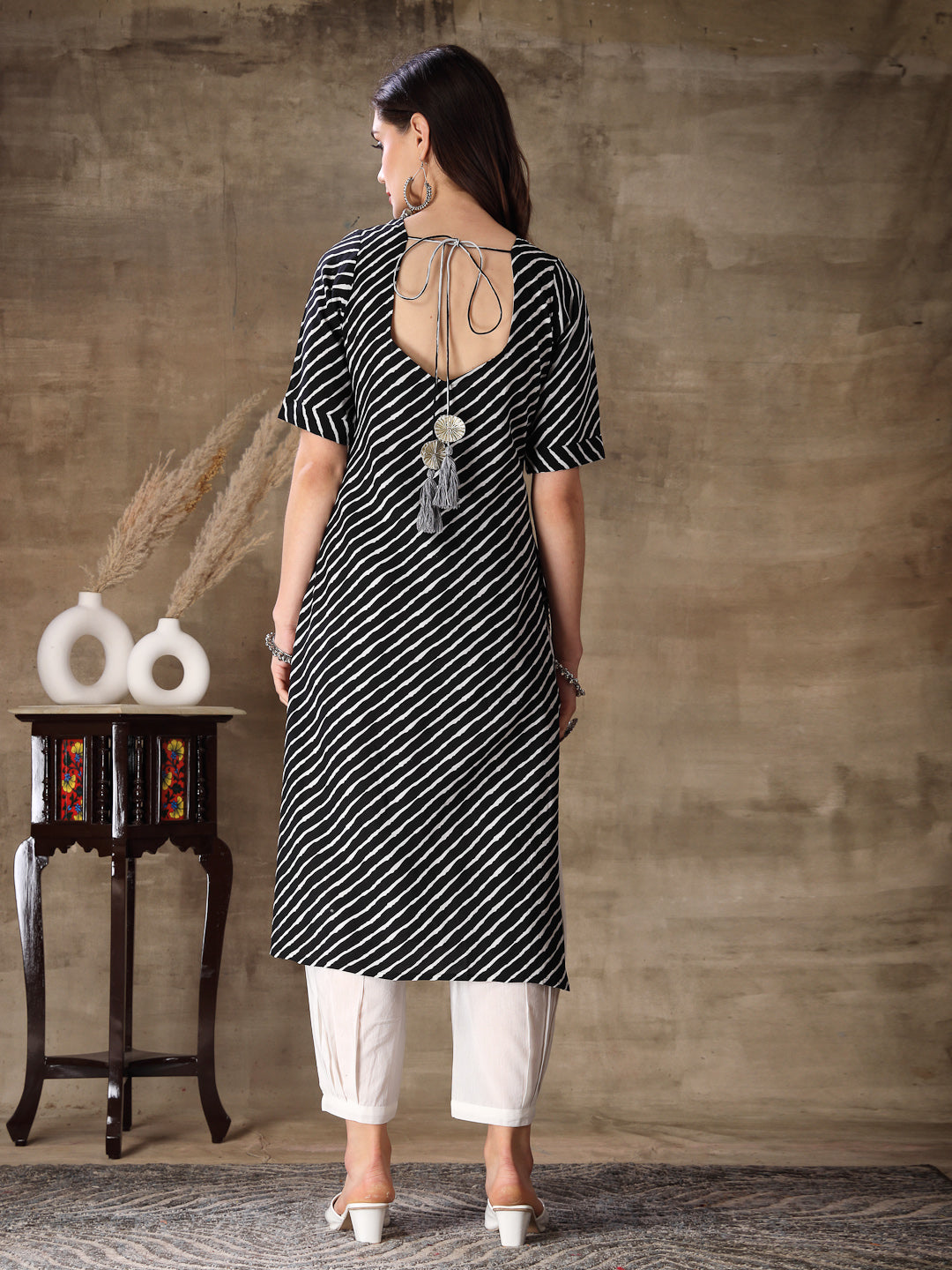 Stylum Women's Lehariya Printed Cotton Straight Kurta Pant Set (KPRAMADA)